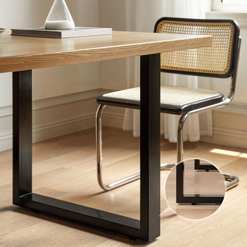 Industrial Rectangular Oak Brown Solid Wood Dining Table with Sled