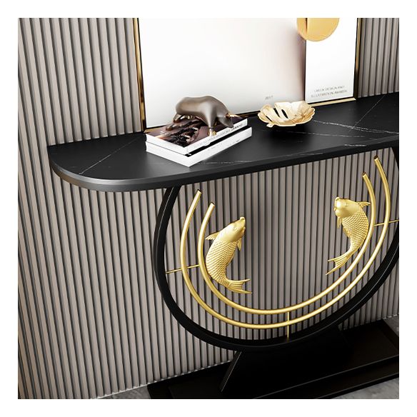 Contemporary Stone Console Table Stain Resistant Console Sofa Table for Hall