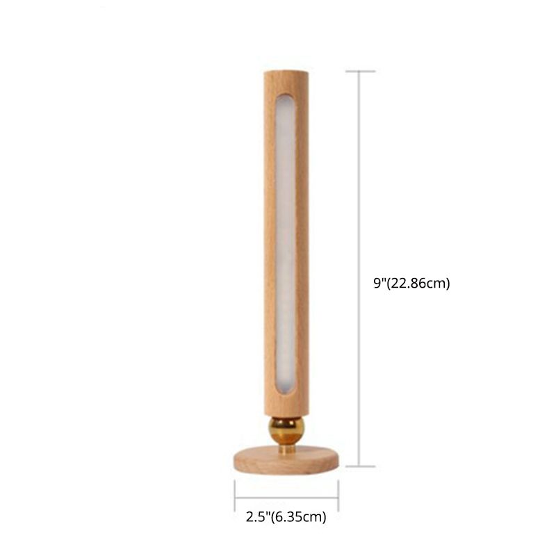 Lampada a parete a LED in legno in legno massiccio rotabile 360 ° USB Carica moderna Luci di pane cilindrica per letto