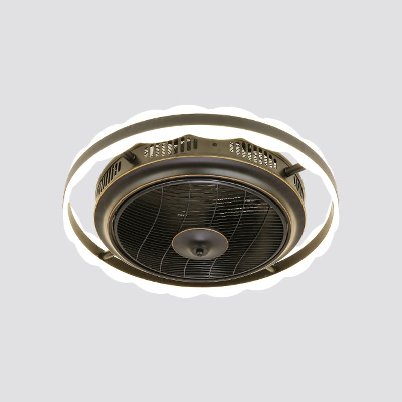 3-Blade Modern Circle Hanging Fan Light Acrylic 23.5" Wide LED Bedroom Semi Mount Lighting