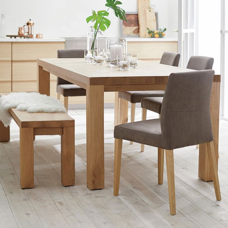 Rectangle 4 Legs Minimalist Dining Table Solid Wood Fixed Table for Restaurant