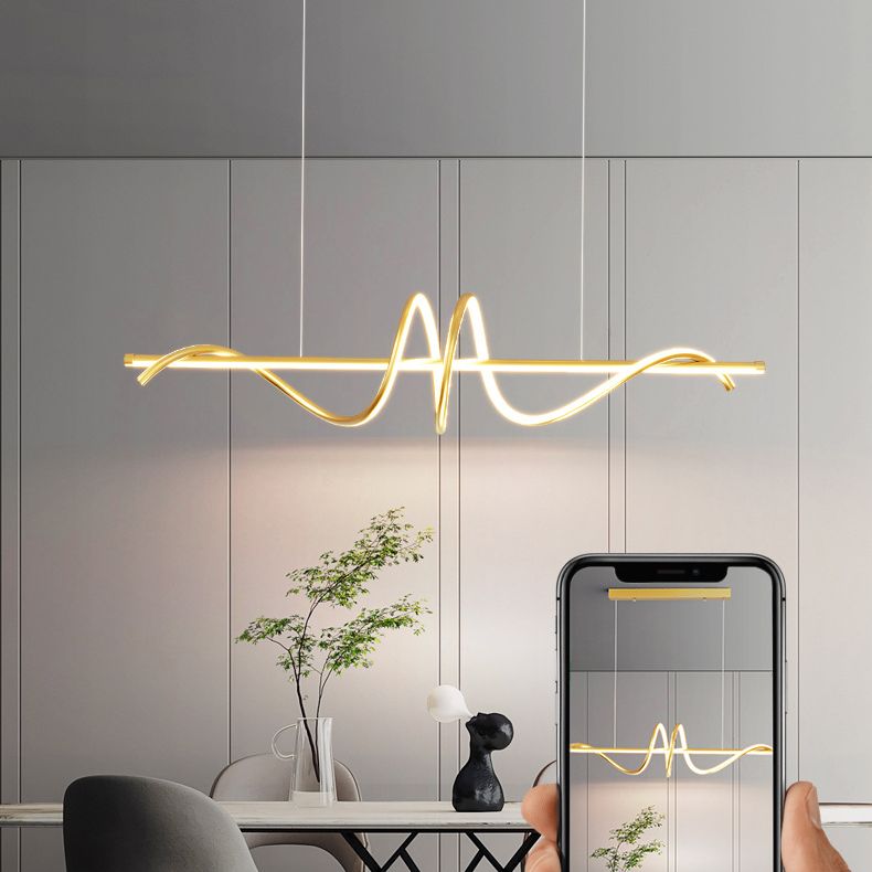 Metal Linear Shade Island Pendant Modern Style Multi Light Island Lighting for Living Room