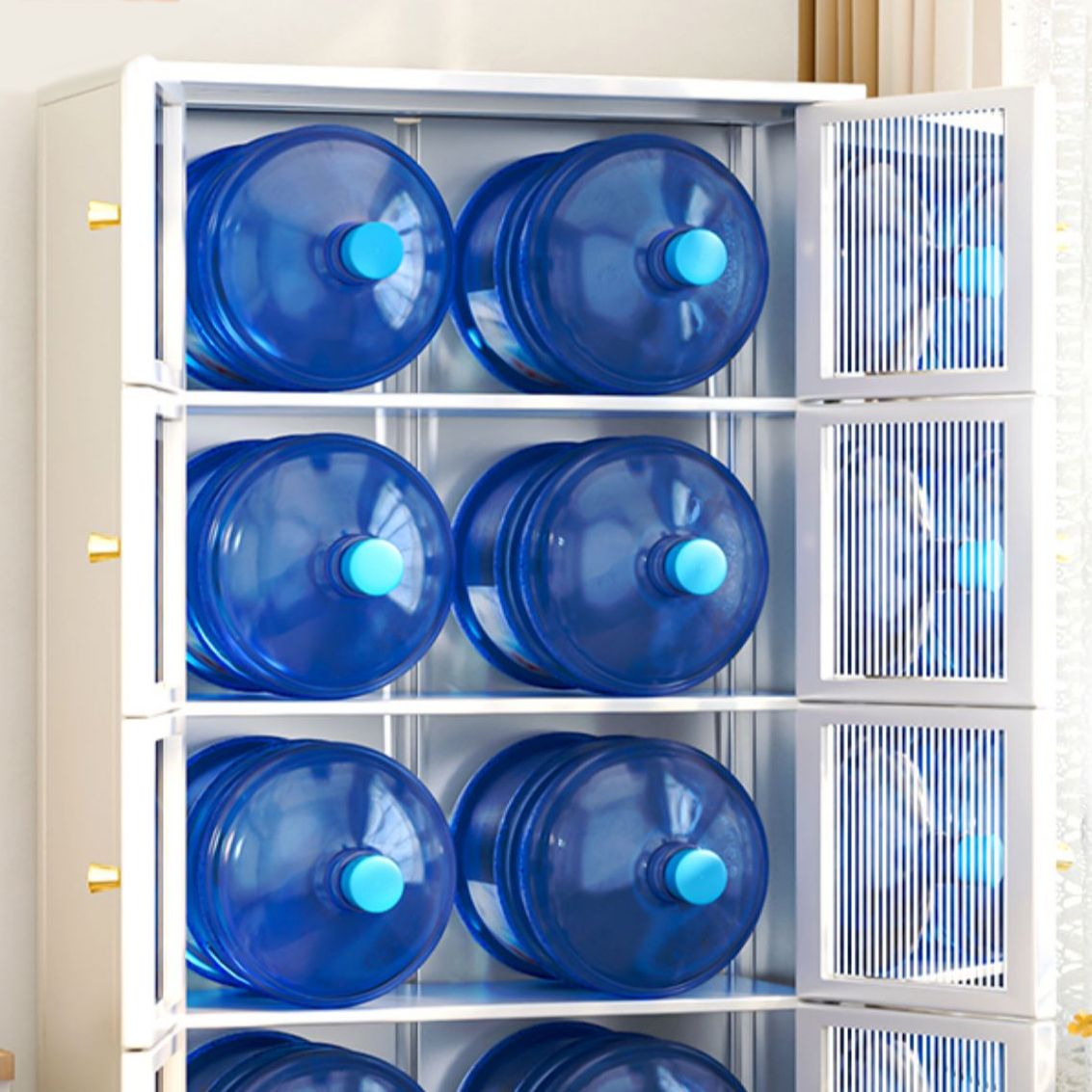 white Metallic Buffet Sideboard 12.6-inch wide Dining Server with wheels