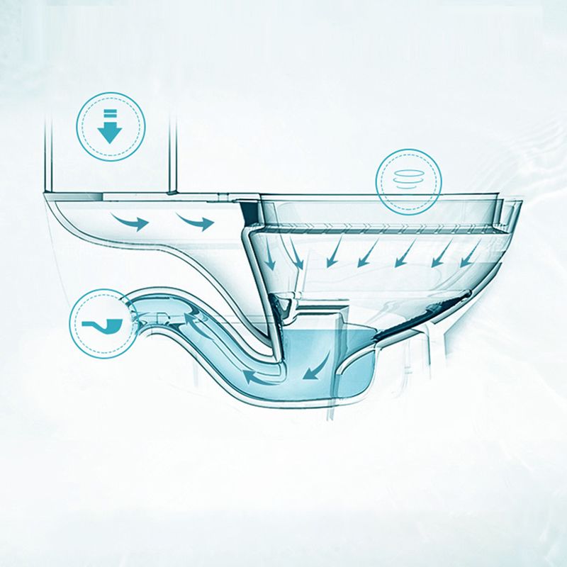 Modern Wall Hung Toilet Bowl 1-Piece Urine Toilet with Seat for Washroom