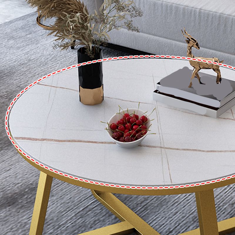 17"H Glam Coffee Table Slate Round Single Coffee Cocktail Table