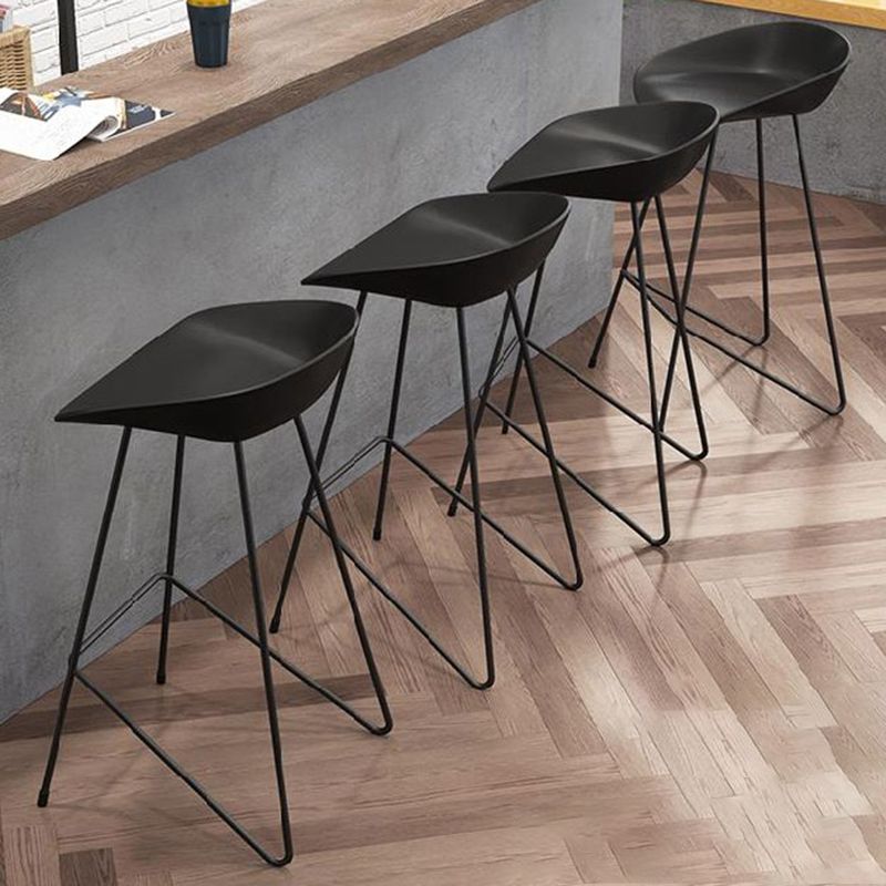 Nordic Armless Backrest Counter Stool Iron Kitchen Bar Stool with Acrylic Seat