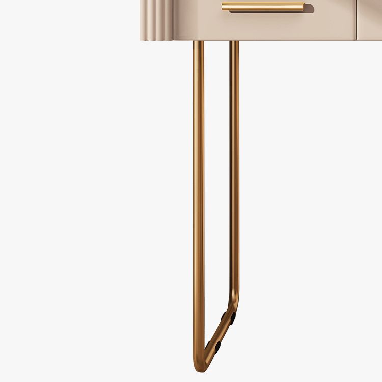 Glass Make-up 15.74" Wide White Vanity Makeup Vanity Desk Table with 3 Drawers