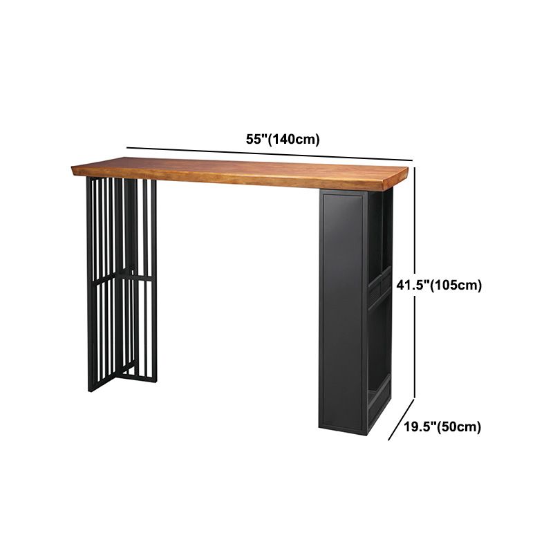 Indoor Glam Pub Set Natural 1/2/3 Pieces Wood and Metal Pub Table Set with Storage