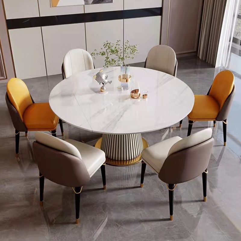 Glam Dining Set Stone 1/2/5/7 Pieces Dining Turntable Furniture for Home