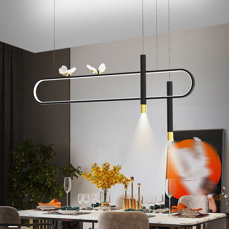 Linear Shape Island Lighting Ideas Contemporary Style Metal Island Pendants