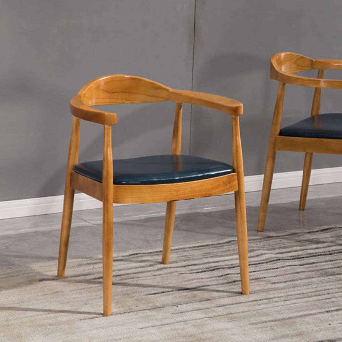 Modern Style Wood Dining Chair Stackable Open Back Dining Side Chair for Home
