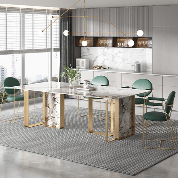 Glam Upholstered Dining Side Chair Gold Legs Kitchen Arm Chair