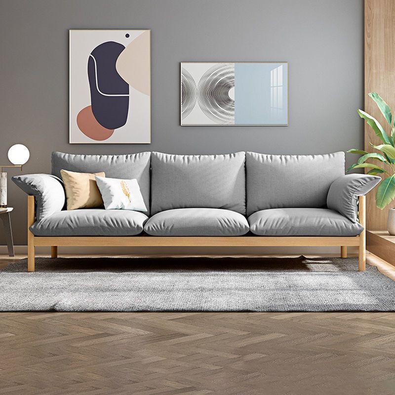 Wool 3-seater Sofa with Pillow Back Cushions and Pillow Top Arm