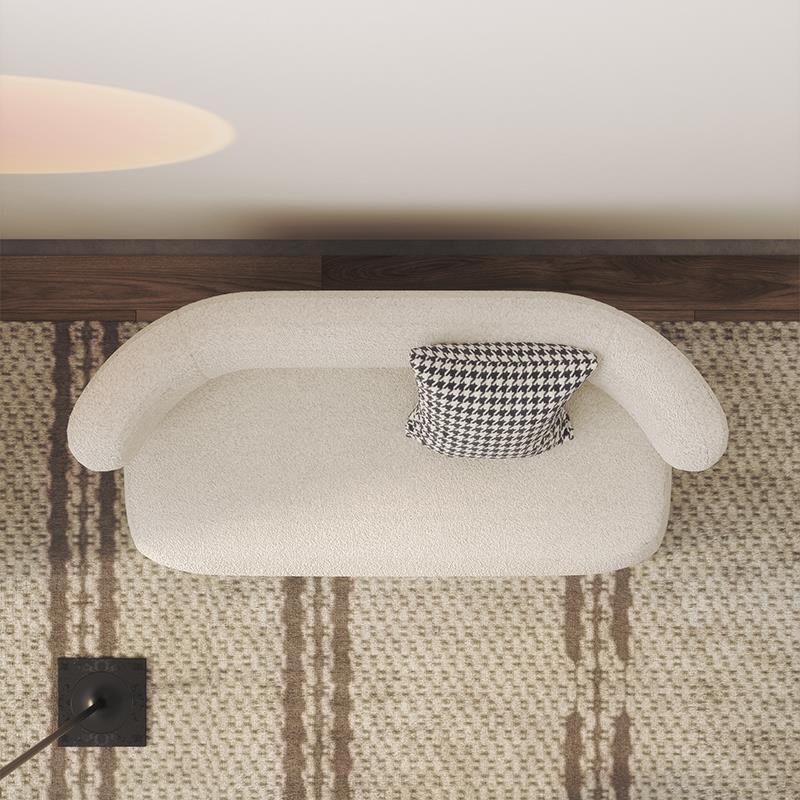 Modern Fabric Sofa in White, Tuxedo Arm Standard Sofa for Living Room