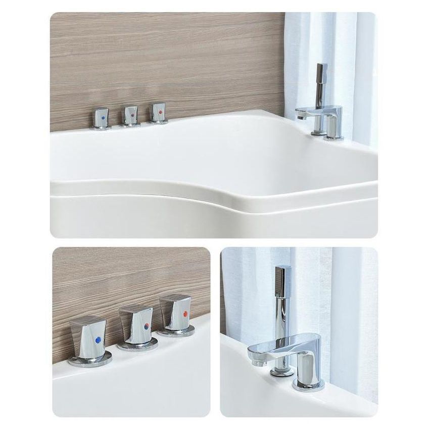 Modern Home Acrylic Bathtub White Corner Bath Tub with Seat Included
