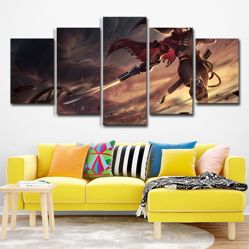 Magical League of Legends Canvas Print Boys Room Game Character Wall Art in Brown
