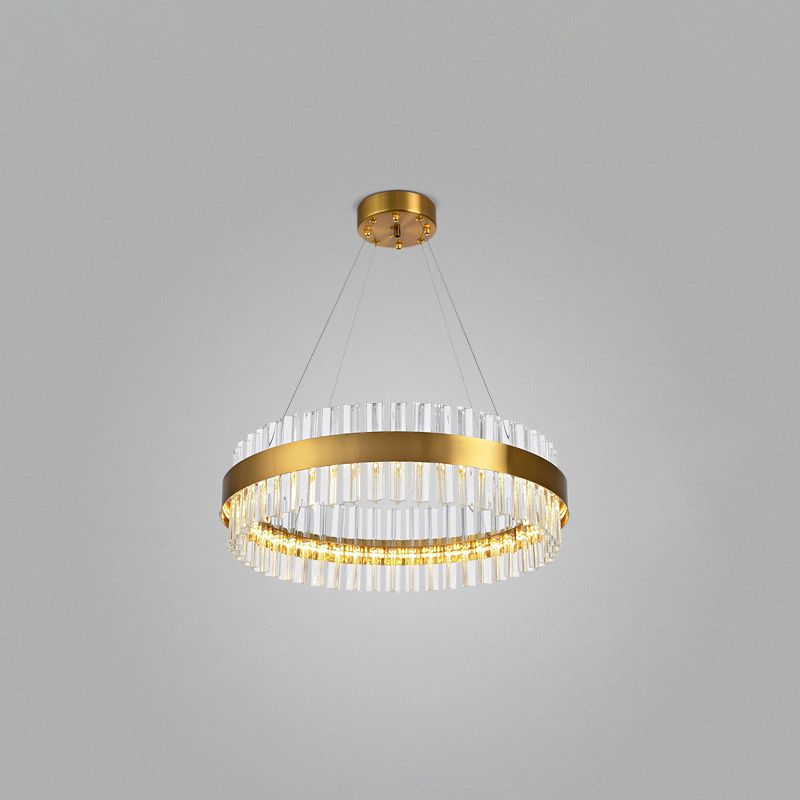 Anillo de colgante de suspensión Luz de comedor moderno encendedor lámpara de cristal en acabado dorado