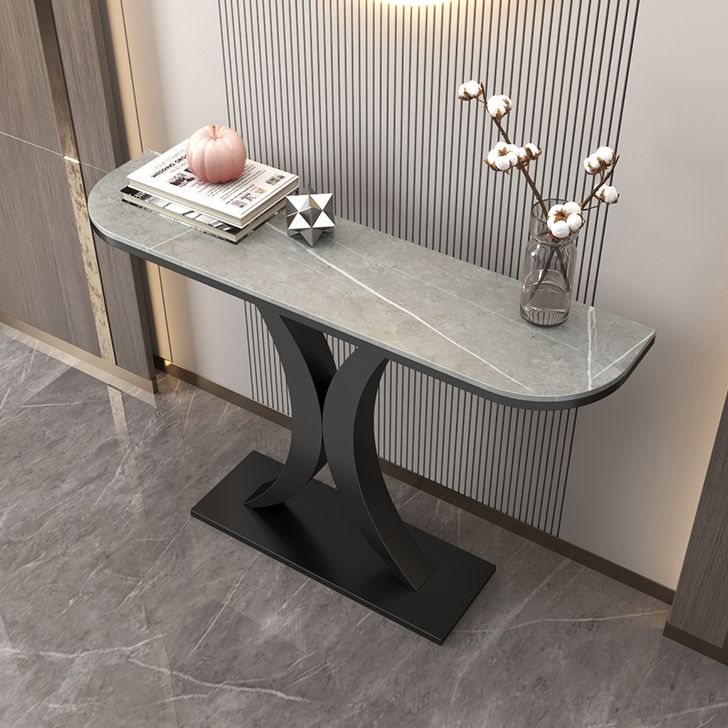 Stone Half Moon Console Table 31.5-inch Tall Accent Table for Hall