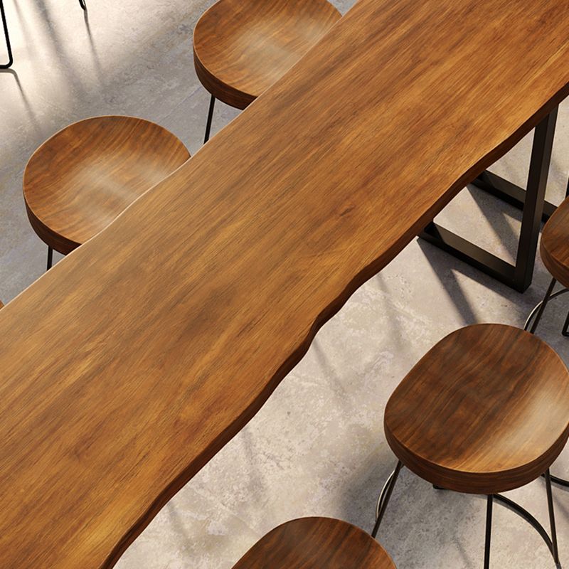 Rectangular Solid Wood Bar Table Set 1/4/7 Pieces Counter Table with High Stools