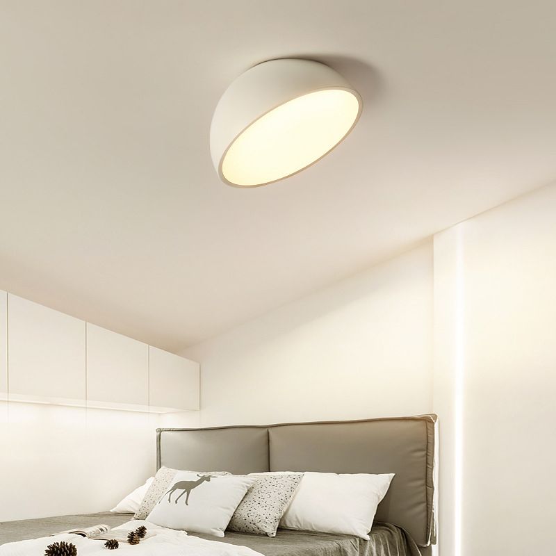Moderne minimalistische LED-plafondlamp aluminium halfrond inbouw met acryl kap