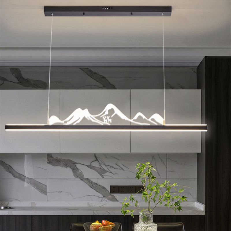 Modern Style Dining Chandelier Lamp Dining Room LED Long Strip Pendant Light Fixture