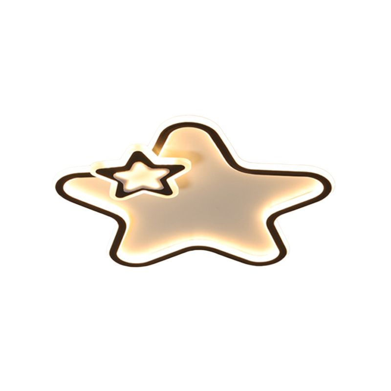 Star Flush Ceiling Light Cartoon Acrylic Black/Blue/Pink LED Flush Mounted Lamp in Warm/White Light for Kids Bedroom