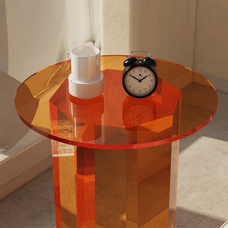 Glam Accent Side Table Living Room Plastic Pedestal Round Corner Table