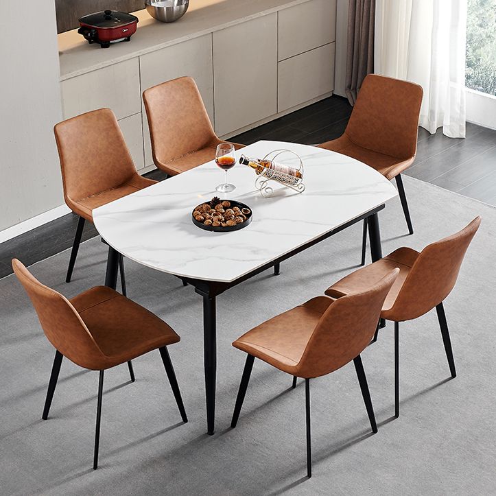 Table de salle à manger rectangulaire de 4 pieds en pierre de style Simplicity avec abattant