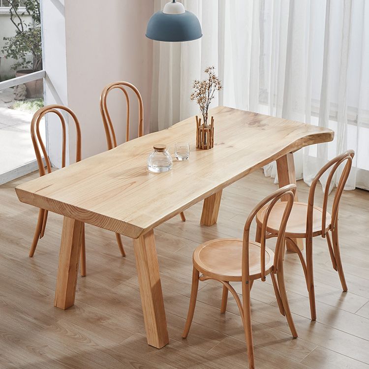 Rectangle Wood Dining Table Modern Pine Table in Nature with 4 Legs for Restaurant