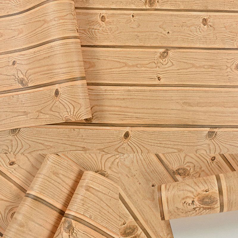 Neutral Color Vertical Wooden Wallpaper Stripe Non-Pasted Wall Decor, 33 ft. x 20.5 in