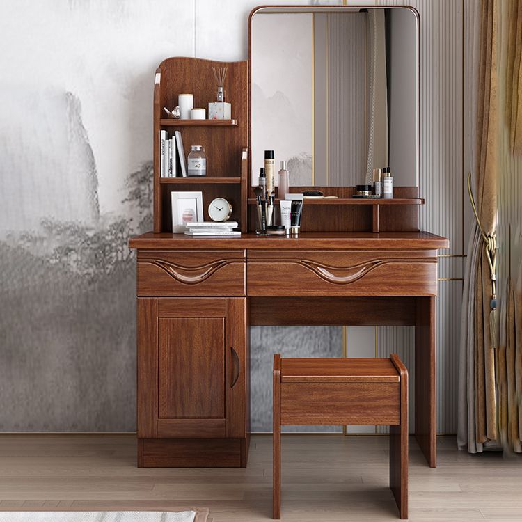 Traditional Makeup Table with 2 Drawers 15.75" Wide Vanity Tables with Mirror