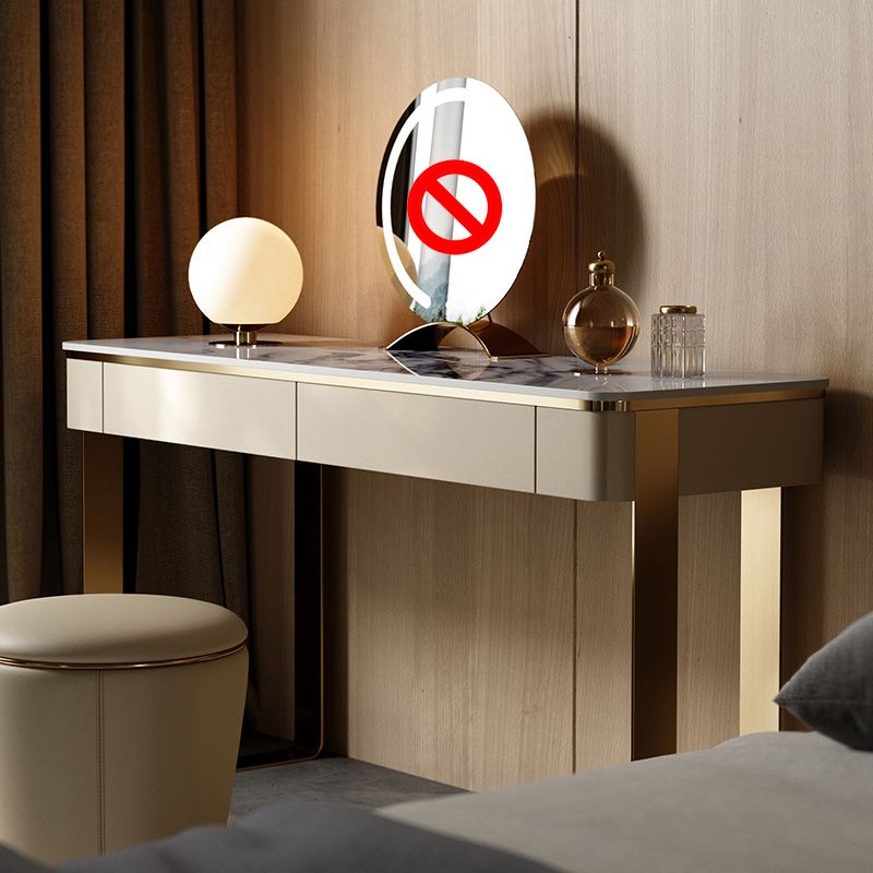 2 Drawers 29.52" High Vanity Set with Stool Stone Top Dressing Table