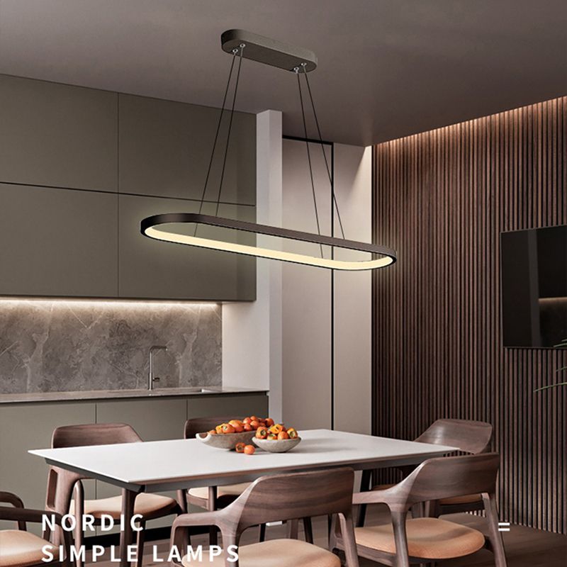 LED Island Lamp Moderner einfacher Stil Aluminium Anhänger Licht für Esszimmer