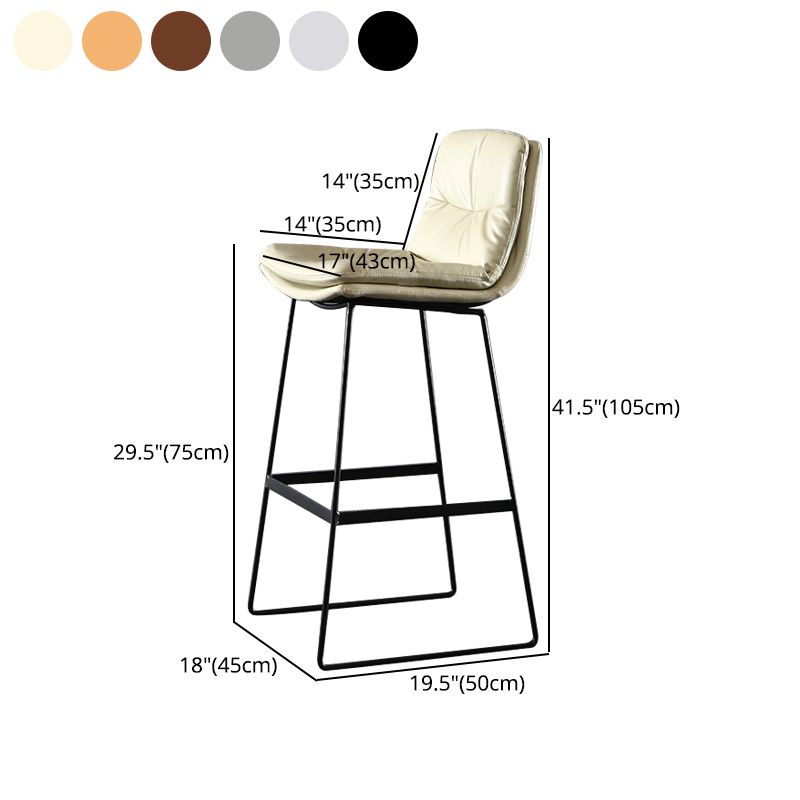 Modern Restaurant Leather Stool Matte Finish Footrest Low Back Barstool