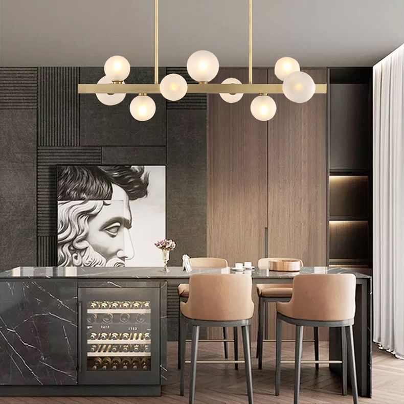 Sphere Island Lighting Contemporary Glass Island Kroonluchter in gouden afwerking