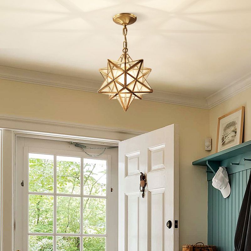 Gold Single-Bulb Ceiling Light Simplicity Metal Geometric Shaped Hanging Pendant Light