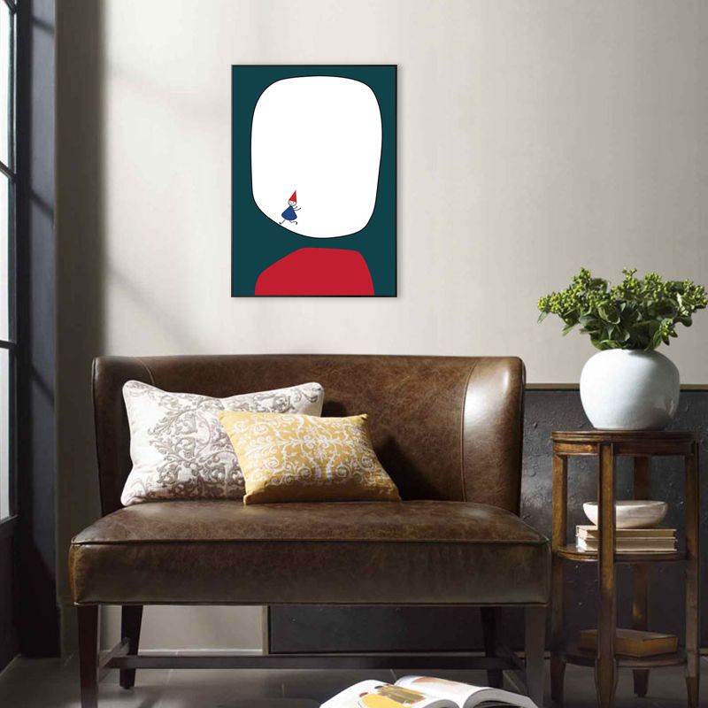Pastel Color Little Man Art Textured Painting for Bathroom, Multiple Sizes Available