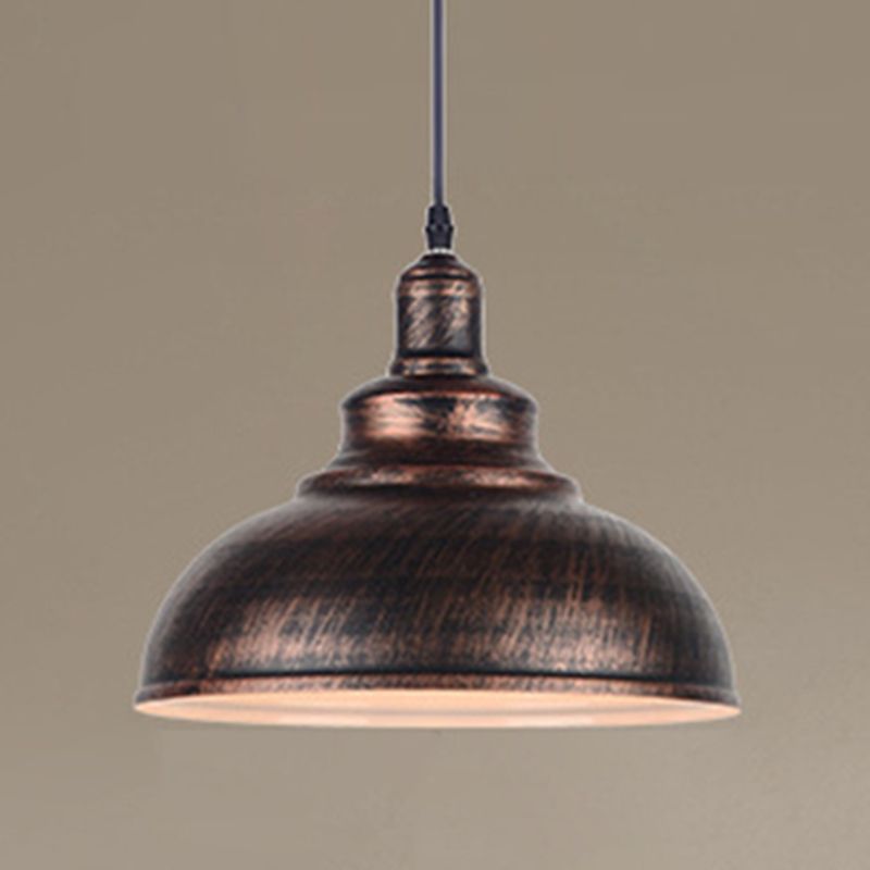 11.8" Wide Dome Hanging Lamp Vintage Industry Style Metal Pendant Light for Bedroom Living Room