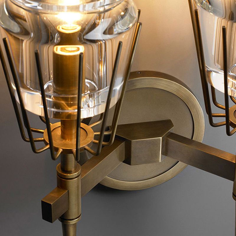 Metal Geometric Shape Wall Light Modern Style Multi Lights Wall Light Sconce in Brass