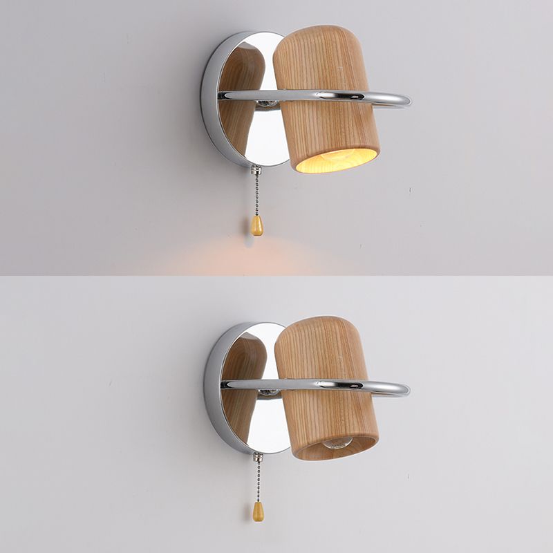 Modern Wood Reading Wall Mount Lamp Bedroom Wall Lighting Fixture with 1 Spotlight