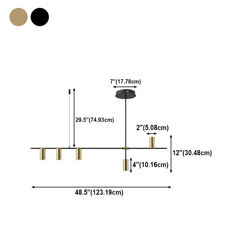 Lámpara de múltiples lámparas de lámparas de isla de cilindro moderna lámpara colgante con sombra de metal
