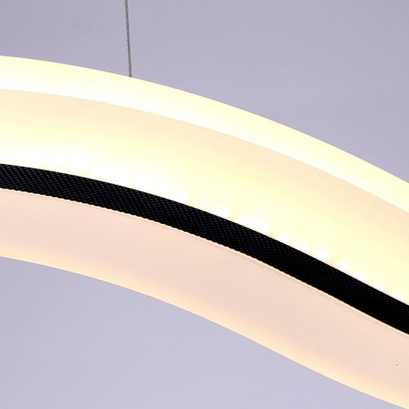Linear Shape Chandelier Lighting Modern Style Acrylic 1 Lights Island Lamp in White