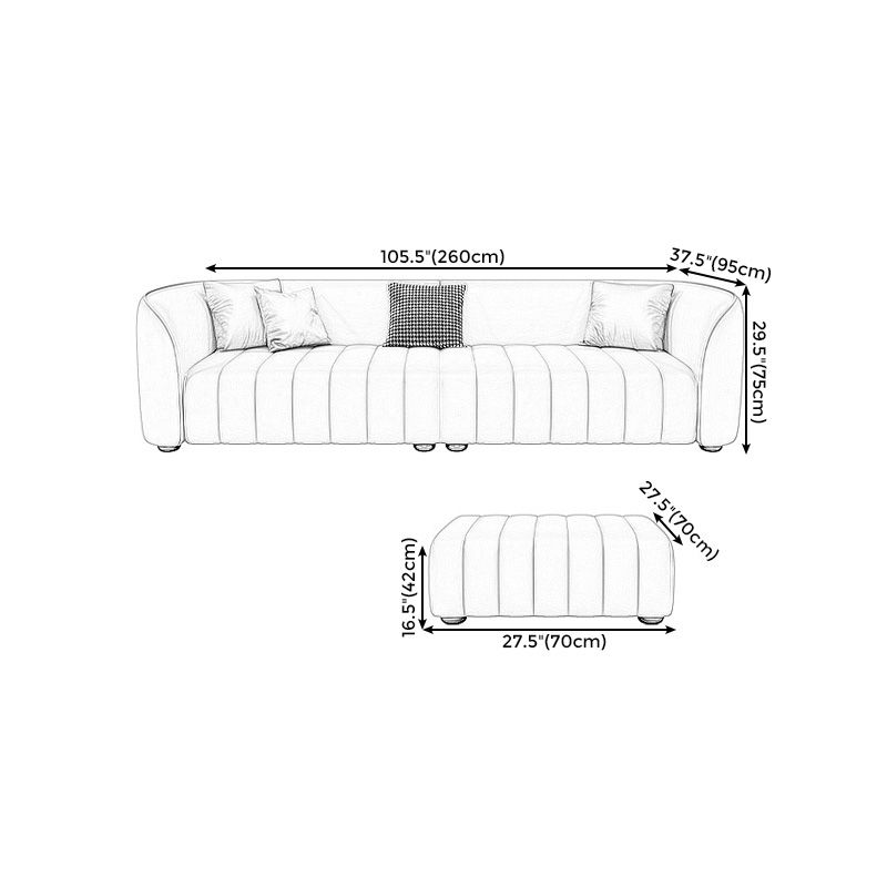 Beige Faux Leather Straight Arm Sofa/Sectional with Stain-Resistant and Wear-Resisting