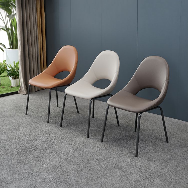 Industrial Dining Chair with Metal Legs Open Back Side Chair for Home