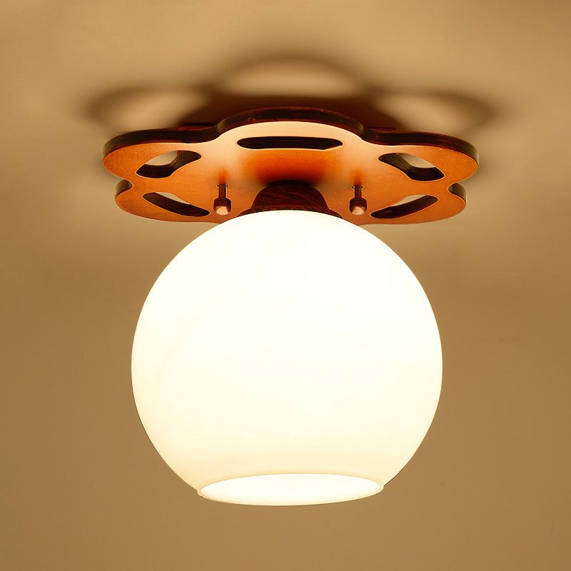 Plafonnier en verre marron de simplicité moderne, montage encastré en bois Golbe pour couloir