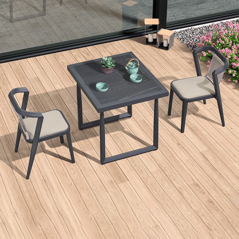 Tropical Rattan Gray Armed Chairs with Arm Patio Dining Chair