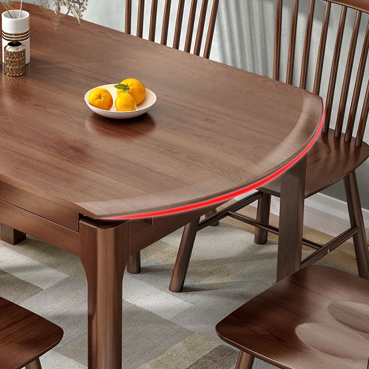 Modern Round Rubberwood Retractable Dining Table with 4 Legs