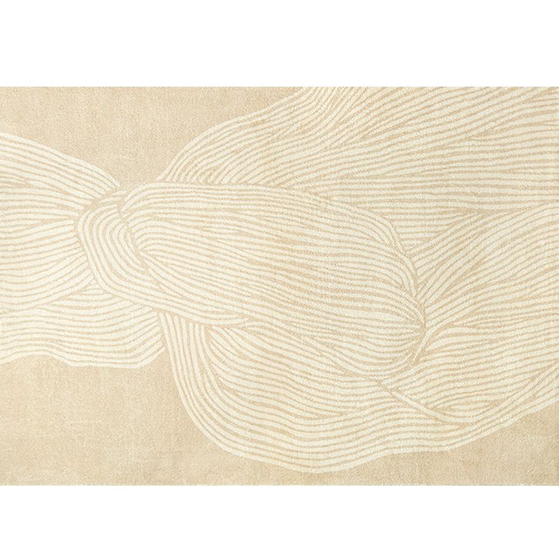 Apricot Tone Modern Indoor Rug Polyester Banded Print Carpet Easy Care Rug for Home Decoration