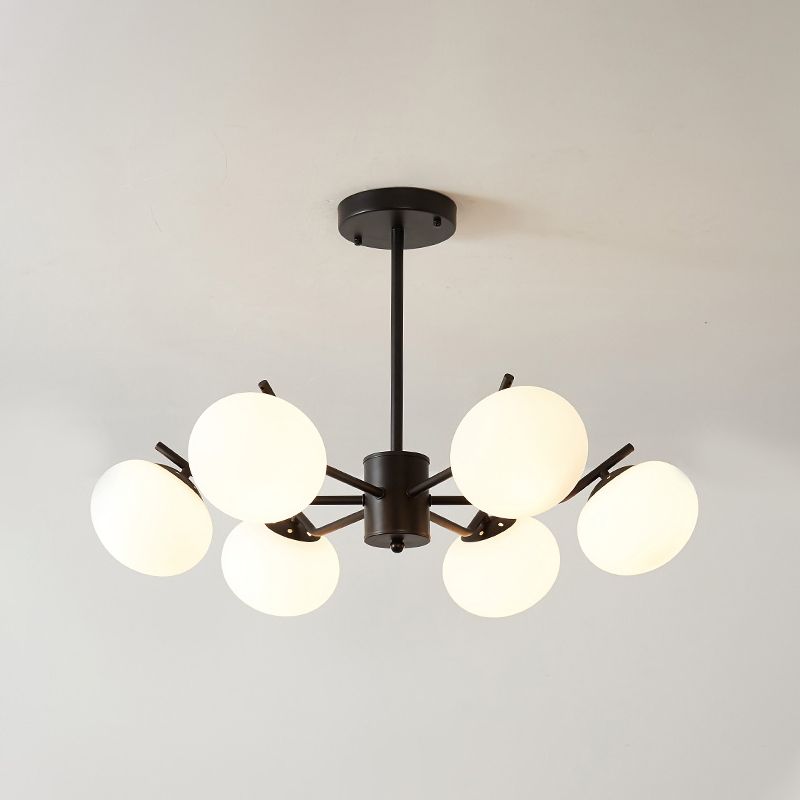 Lampadario a palla nera/caffè sospeso moderno moderno 3/6 lampadine opal glassata in vetro a sospensione Luce per camera da letto