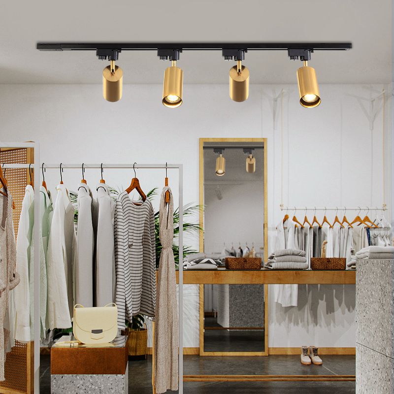 Lámpara cilíndrica moderna de montaje en techo, lámpara empotrada de metal en oro